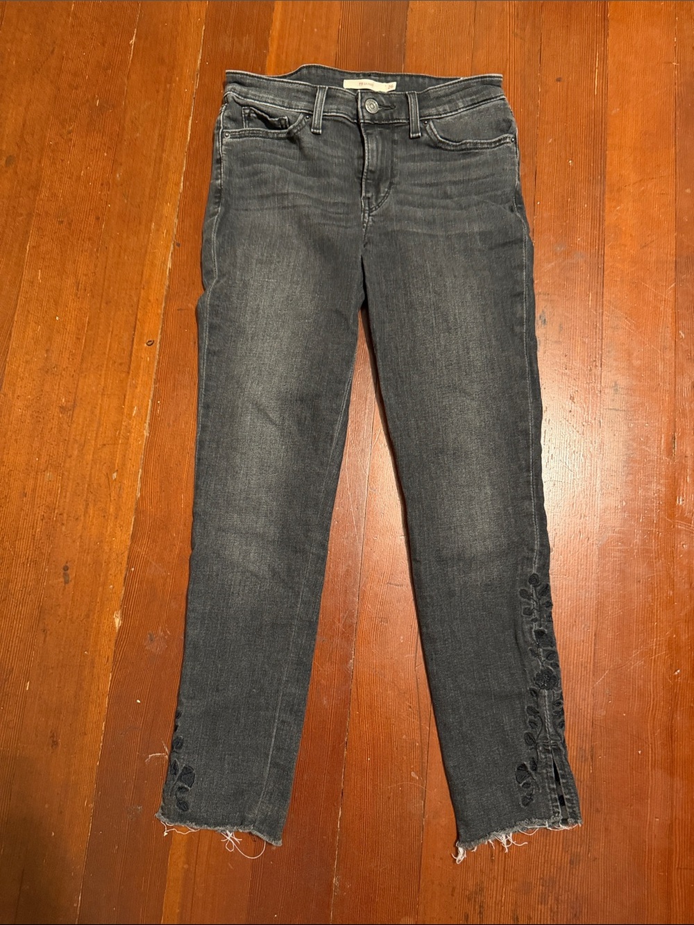 Levi’s Women’s Black Grey Slim Jeans with Side Lace Detail